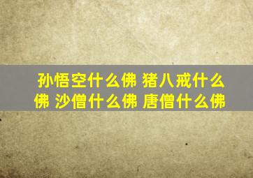 孙悟空什么佛 猪八戒什么佛 沙僧什么佛 唐僧什么佛